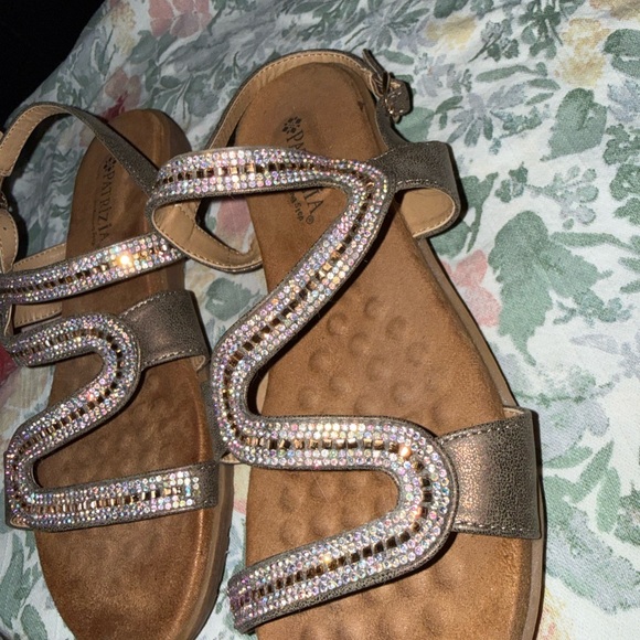 Patrizia Luca Tan Sandals with Rhinestone Accents - Picture 3 of 9